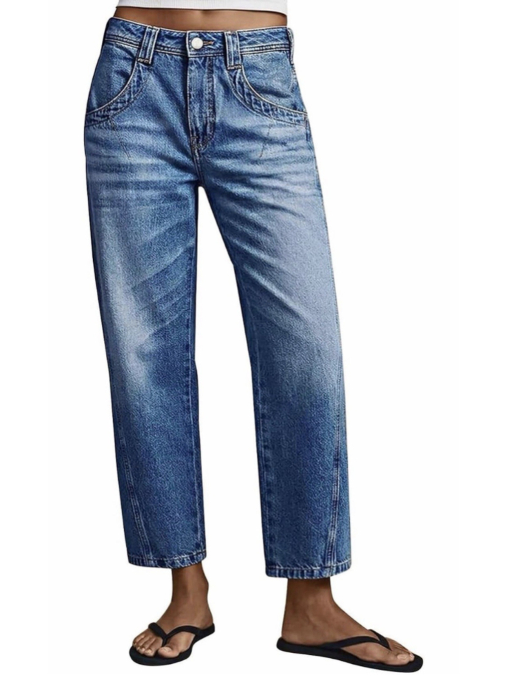 Flamingals Mid Rise Straight Leg Jeans for Women L